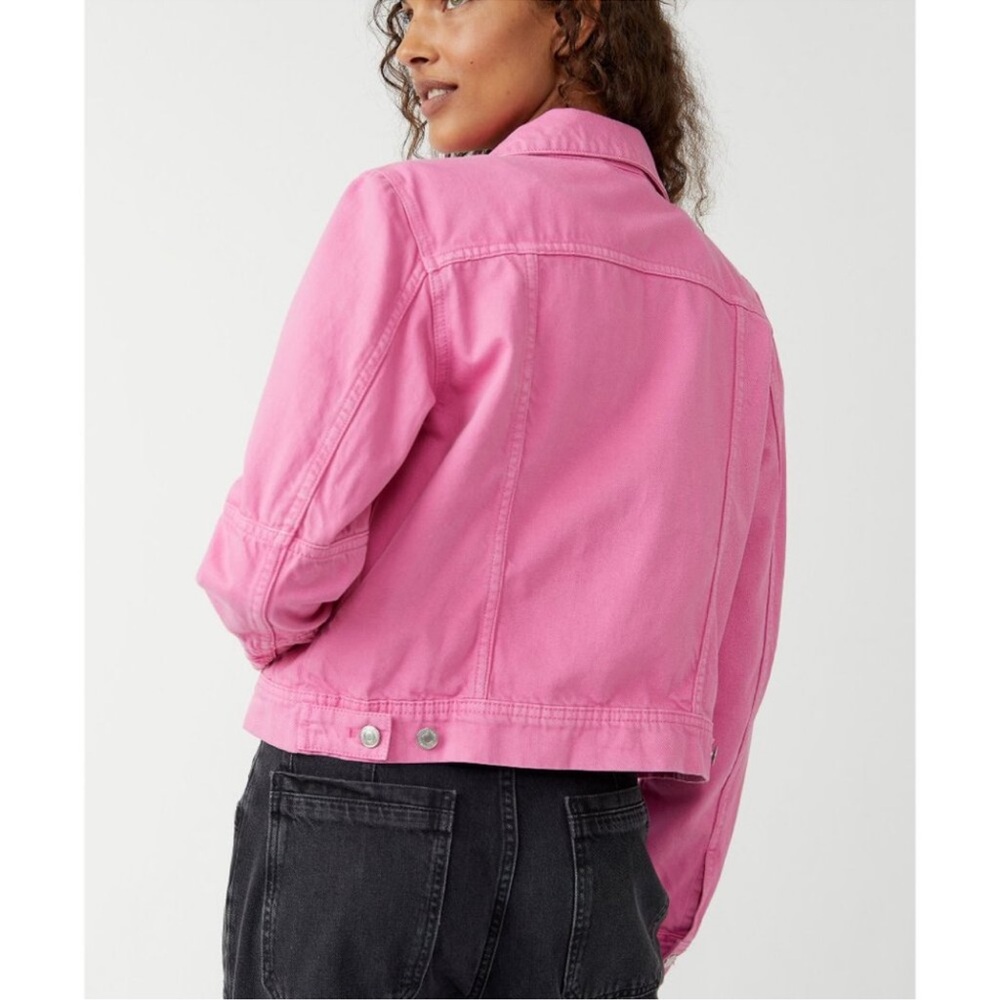 Free People Rumors PINK Denim Jean Jacket - Picture 3 of 5